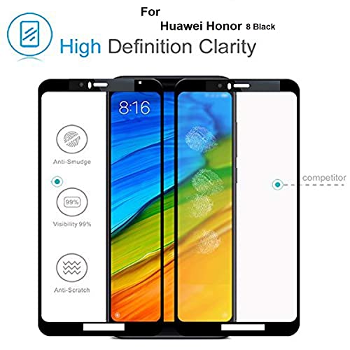 Image of Screen Protector for Huawei Honor 8 (Black) Tempered Glass Edge-to-Edge 6D Screen Guard With Installation Kit