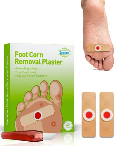 FUGLUS 42 Piezas Almohadillas de Maíz Yeso,Eliminación de Maíz Obstinado Suela del Pie, Para el Tratamiento Eliminación de Maíz Obstinado y Callos,Almohadillas de Eliminación de Maíz Eliminación