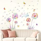 Large Dandelion Wall Decals Colorful Flower Wall Decals Peel and Sticks Wall Art Sticker Floral Butt