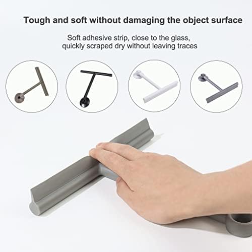 ZOKBOM Shower Squeegee,Black Silicone Shower Wiper with Hanging Suction Cup Hook, Door Squeegee for Bathroom, Kitchen, Mirror,Car, Window And Glass Cleaning(No Need to Install), 19.5 x 21.7 cm,QW001