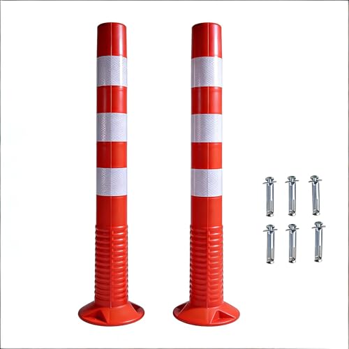 GIVIHGETI Lot de 2 poteaux de barrière Reflex de 75 cm de haut, réfléchissants, auto-redressants, poteaux en plastique renforcés de 75 cm pour la...