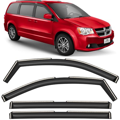 Voron Glass in-Channel Extra Durable Rain Guards for Dodge Grand Caravan 2008-2020, Window Deflectors, Vent Window Visors, 4 Pieces - 200506