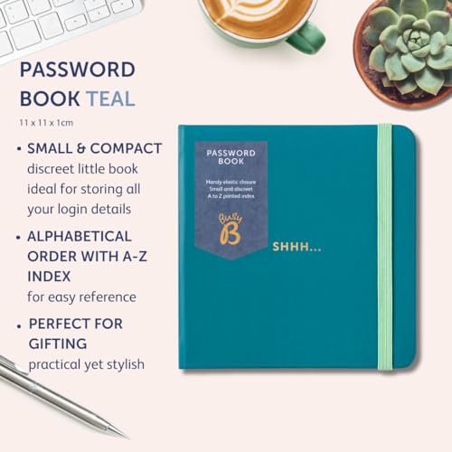 Busy B Password Book, Teal Cover, All your Internet Passwords in One Place, Store a Maximum of 186 Internet Login Details - Image 2