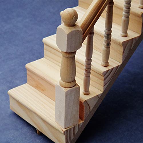 Washranp Miniatur-Puppenhaus-Treppe aus Holz mit Handlauf, Puppenhaus-Treppe aus stabilem Holz, handgefertigt… – Bild 6