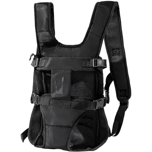 YYKSYDPT 猫 抱っこ紐 犬用ベビーキャリア 軽量で通気性に 小型犬用ペットバックパック ハンズフリーで持ち運び可能 ショルダーパッド付き (ブラック, S)