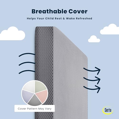 Image of Serta Perfect Start Breathable Limited Two -Stage Crib Mattress and Toddler Mattress - Breathable Cover and Fiber Core, Machine Washable Cover, Waterproof, 7 Year Warranty, Made in USA