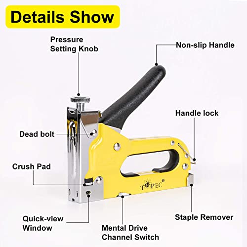 Upholstery Staple Gun Heavy Duty, TOPEC 3-in-1 Stapler Gun with 600 Staples, Manual Brad Nailer Power Adjustment Stapler Gun for Wood, Crafts, Carpentry, Decoration DIY 4 Upholstery Staple Gun Heavy Duty, TOPEC 3-in-1 Stapler Gun with 600 Staples, Manual Brad Nailer Power Adjustment Stapler Gun for Wood, Crafts, Carpentry, Decoration DIY - Image 4