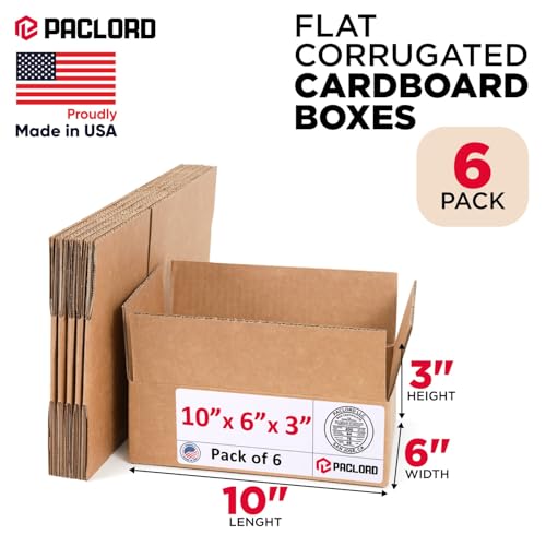 Image of Small Cardboard Boxes 10 inchL x 6 inchW x 3 inchH (Pack of 6) - USA-Made Packing Boxes for Moving, Shipping, or Storage - USPS, UPS, FedEx Approved - Professional Packing Supplies for Moving