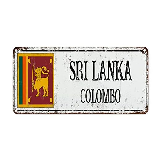 WoGuangis Plaque décorative murale en métal du Sri Lanka - Drapeau national du Sri Lanka de Colombo - Cadeau souvenir de campagne - Plaque en métal vintage pour salon - 30,5 x 15,2 cm - Cadeau de