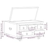 vidaXL Raues Mangoholz Couchtisch mit 5 Schubladen 1 Staufach Vintage Beistelltisch Wohnzimmertisch Kaffeetisch Sofatisch 70x70x40cm - 3