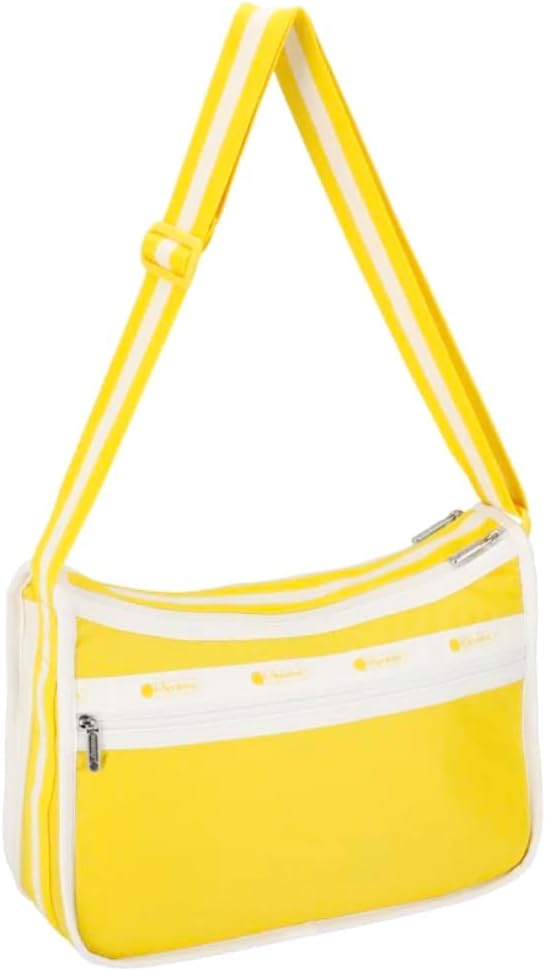LeSportsac Spectator Freesia Deluxe Everyday Crossbody Bag + Cosmetic Bag, Style 7507/Color E848, Tropical Vibrant Golden Sunshine & Crisp White Unite Evoking Joy & Positivity, 2 Tone Trim/Strap image 2