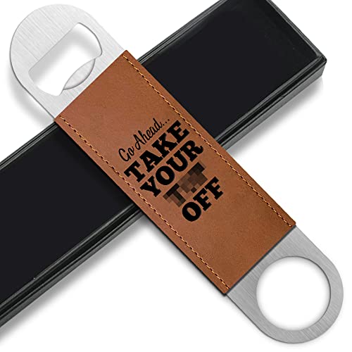 Agmdesign Leather Bottle Opener, Nurses Day Gifts, Father's Day Gifts, Retirement Gifts, Groomsmen Gifts, Bachelor Party Gifts, Wedding Gifts, Best Man Gifts (Take Your Top Off) #TOP2