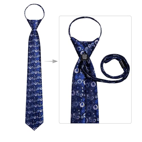 Image of Hi-Tie Zipper Ties for Men Pre-tied Tie Set Lapel Pin Pocket Square and Cufflinks Formal Business Wedding Adjustable Necktie