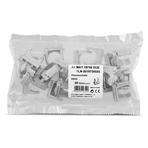 REV Klemmschellen, Rohrschellen 25x, EN25 f. Isorohre Ø25 mm, grau