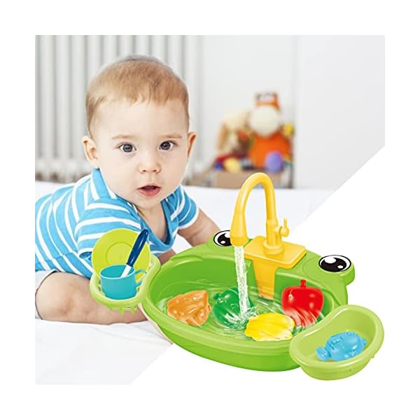 Ocobetom Küchenspüle Spielzeug Set Spielküche Für Kleinkinder, Elektrisches Umlaufwasser, Diverses Zubehör… – Bild 6