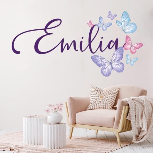 Amazon.com: Personalized Butterfly Wall Decal - Custom Name Girl Room ...