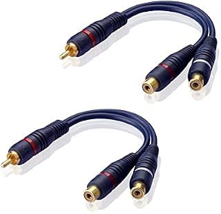 SIENOC 2X RCA męski do podwójnego RCA Żeński kabel audio 15 cm (niebieski morski)