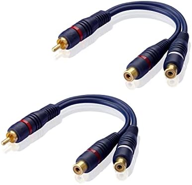 SIENOC 2X RCA męski do podwójnego RCA Żeński kabel audio 15 cm (niebieski morski)