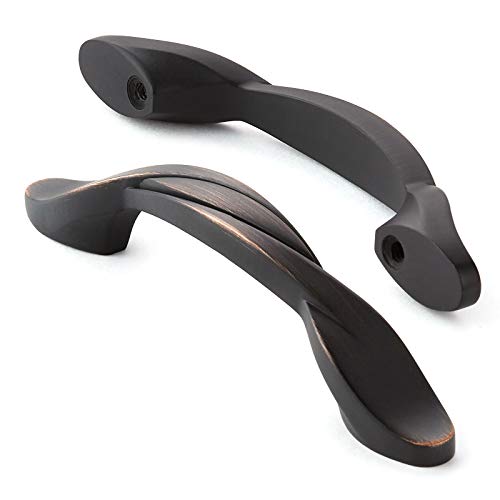 Cauldham 25 Pack Solid Braided Kitchen Cabinet Pulls Handles (3" Hole Centers) - Drawer/Door Hardware - Style M260 - Oil Rubbed Bronze #TOP1