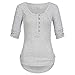 Produktbild IMJONO Damen Bluse Chiffon Casual Hemd V-Ausschnitt Glockenhülse Tops 3/4 Arm Farbe (EU-36/CN-M,Grau)