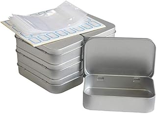 DARUITE Small Tins, 6 Pieces Metal Tins,Rectangular Empty Hinged Tins,Tins Container with Lids,Mini Portable Storage Box for Key,Candy,Coin,Earrings,Home Organizer(3.75 x 2.36 x 0.86 inch,Silver)