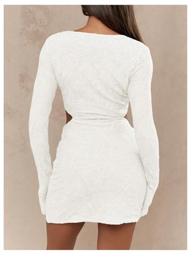 Floerns Women's Y2k Cut Out Mini Dress Long Sleeve Square Neck Split Bodycon Dresses3