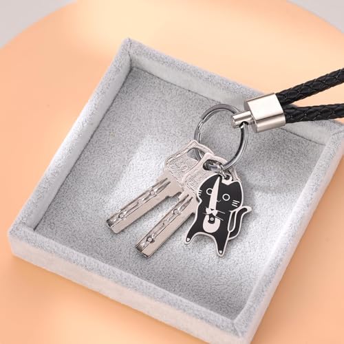 Image of Cute Black Cat Cool Stuff Keychain for Women Men Cool Stuff Cats Decor Funny Halloween Christmas Keychain Cat Lover Gifts Ideas Keychains for Women Men