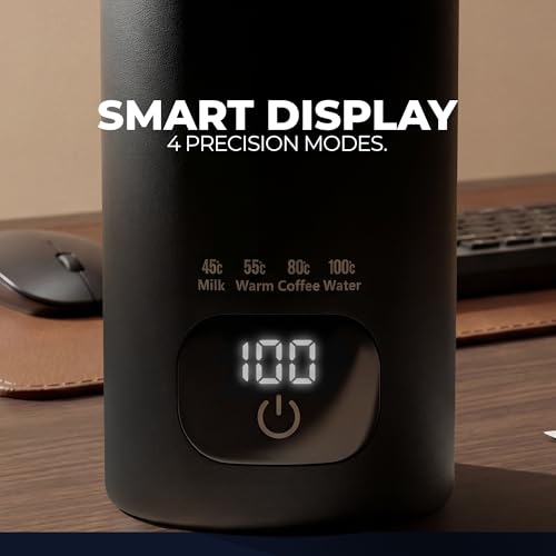 Image of MAYSON Portable Electric Kettle with Digital LED Display,450ml Travel Electric Water Bottle, 300W Fast Boil Tea Coffee Maker,304 Stainless Steel Water Boiler, Auto Shut-Off & Leak-Proof, 1yr Warranty