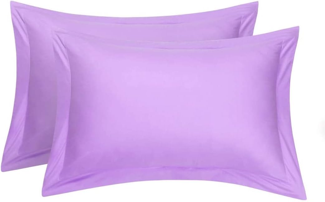 400 TC Set of 2 Oxford Pillowcases, 100% Egyptian Cotton Envelope Closure Pillow Covers Solid & Striped Pattern Pillow Protectors - Light Blue Solid, Standard Size 20"X30"