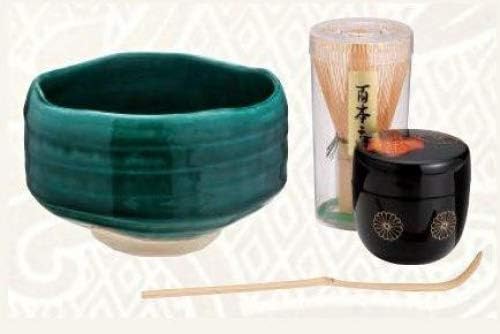 TOKYO MATCHA SELECTION - [VALUE] Matcha Bowl Set C - Bowl, Caddy, Chasen whisk, Chashaku tea scoop for Japanese Tea Ceremony [Standard ship by Int'l e-packet: with Tracking & Insurance]