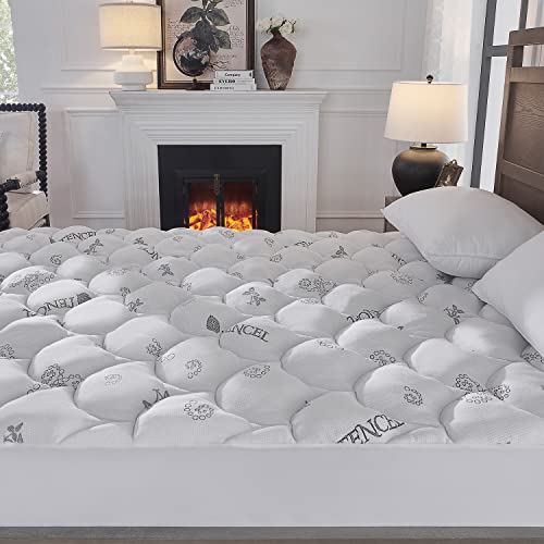 Image of Softhour Padded Topper Twin Size 40% Tencel Blend Rayon from Bamboo and Cotton Filled Mattress Cover, Thick, Luxurious and Comfort Mattress Pad, Deep Pocket for 21 inch Mattress