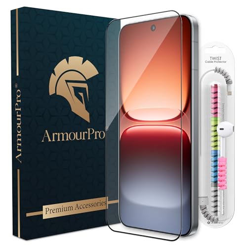 Image of ArmourPro Military-Grade Tempered Glass for IQOO 15-9H Anti Scratch, Edge-to-Edge Coverage, HD Clarity, Smooth Touch, Case Friendly, Easy Installation Kit with Cable Protector