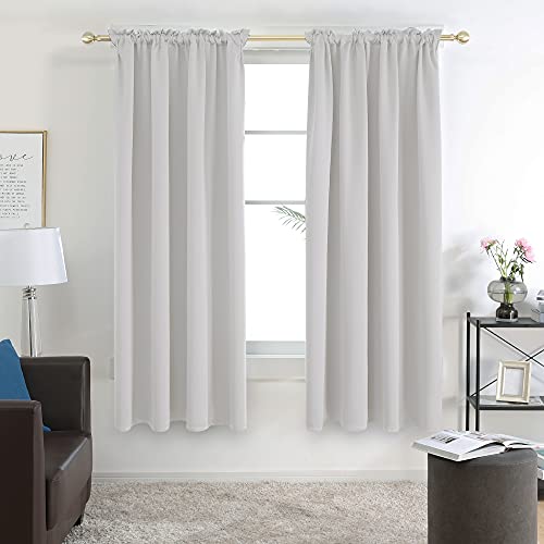 Image of Deconovo Blackout Solid Opaque Curtains Set Of 2, 7 Feet Long, Black Solid Curtains For Bedroom, Thermal Insulated Window Solid Curtains For Living Room - 52W X 84L Inch,Greyish White Eyelet