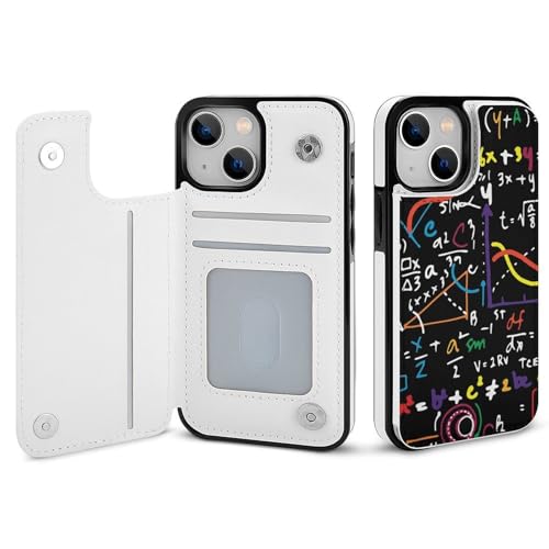 適用 iPhone15用ケース 手帳型 数学公式 スマホケース カード収納 スタンド機能 アイフォン15ケース 耐衝撃 PUレザー カバー 財布型 Case