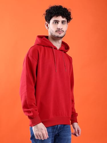 Image of The Indian Garage Co Men Regular Fit Solid Overhead Hooded Sweatshirt