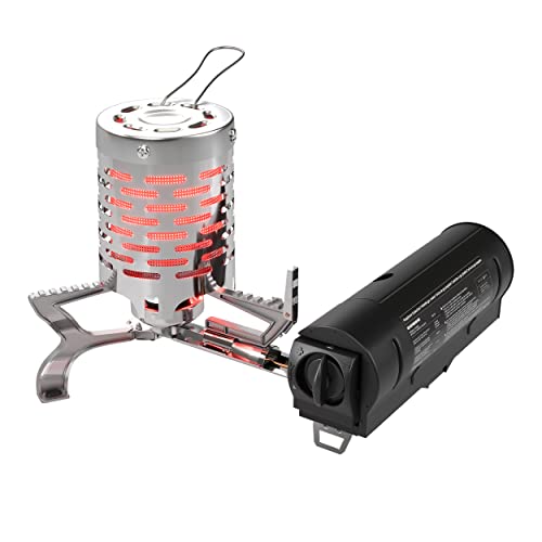 EVOCAMP Heizaufsatz inkl. Campingkocher mit Tragetasche und 20x20cm feuerfeste Unterlage, ideal als Zeltheizung und Campingheizung, Aufsatz für Campingkocher mit Gas, Gasheizung Aufsatz für Camping