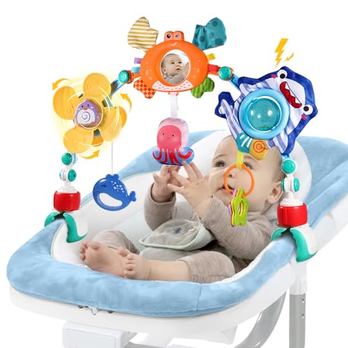 Image of SINOMARS Baby Stroller Car Seat Toys,Adjustable Crib Mobile Activity Arch Toys with Sound Toy and Baby Hanging Toys,Sensory Play Travel Bouncer Bassinet Toy for Toddler Boy Girl 0 3 6 9 12 24 Month