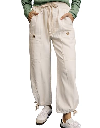 Kedera Women's Wide Leg Jeans High Waisted Pull On Baggy Jeans Cropped Denim Drawstring Pants Casual Joggers