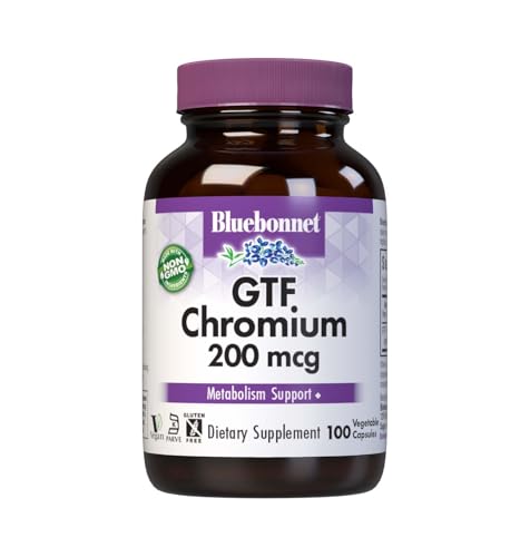Bluebonnet Nutrition GTF Chromium 200mcg Essential Minerals Supplement for Women & Men - Soy-Free Gluten-Free Non-GMO Kosher Certified Dairy-Free Vegan 100 Vegetable Capsules