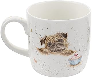 Portmeirion Home & Gifts MMLZ5629-XS Mug-Pug Love (Dog), Bone China, Multi-Colour, 19 x 12 x 8 cm