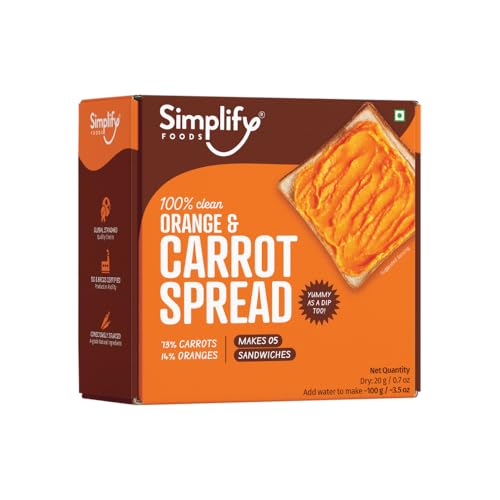 Image of Simplify Orange & Carrot Dry Spread - 20gm (Pack of 1) - Kid Friendly | Makes 100gm for 5 Sandwich | Tasty & Easy Dip Mix with 100% Natural Ingredients