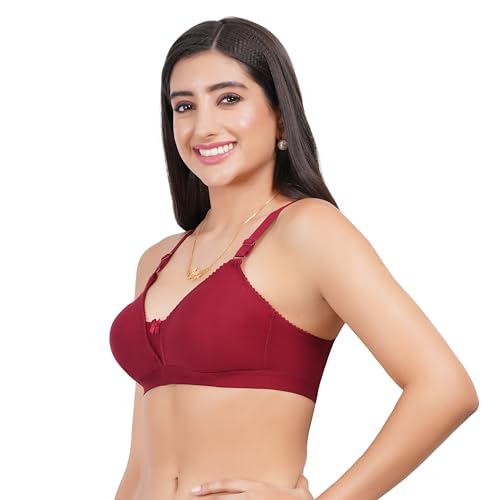Image of Non Padded in B, C and D Cup Bra - Made of Pure Cotton Full Coverage Over Size Non Wired Pushup Soft Cup for T-Shirt Saree Dress Sports Garment for Daily Use Everyday