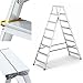 Produktbild DRABEST Leiter PRO Serie Trittleiter Alu Klaptritt 8 Stufen Klappleiter Beidseitig Leiter max 150 kg TÜV Zertifiziert