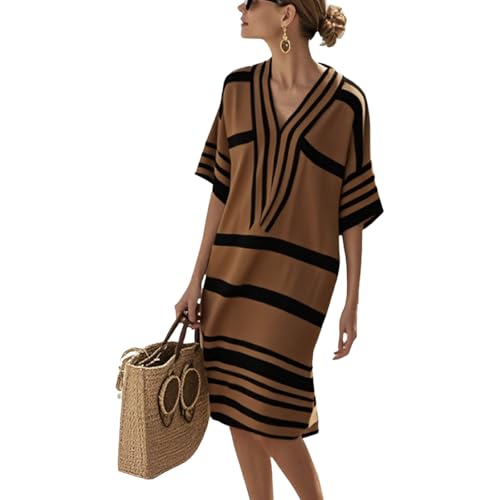Robe d'été rayée ample style bohème pour les terrasses et vacances