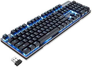 Motospeed 2.4GHz Wireless/USB Wired Mechanical Keyboard 104Keys Led Backlit Blue Switches Gaming Keyboard for Gaming and Typing,Compatible for Mac/PC/Laptop