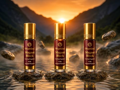 Image of Magnet Black Attar Roll-On Perfume Oil 8 ml x 3 | Alcohol Free | Long Lasting Rich Fragrance | Men & Women | Pocket Size Travel Friendly Roll On | Daily Wear Fragrance - Pack of 3