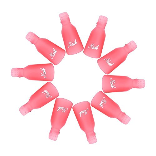 eBoot 10 Pieces Acrylic Nail Art Soak Off Clip Cap UV Gel Polish Remover Wrap Nail Tool (Pink)