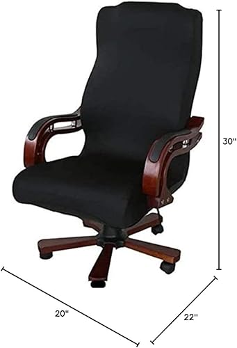 Vista 7 de Funda para silla de oficina, silla de computadora, funda para silla de jefe, elástica, respaldo alto, tamaño grande (negro)