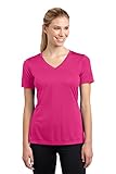Sport Tek Ladies V-Neck PosiCharge Competitor Tee, Pink Raspberry, X-Large