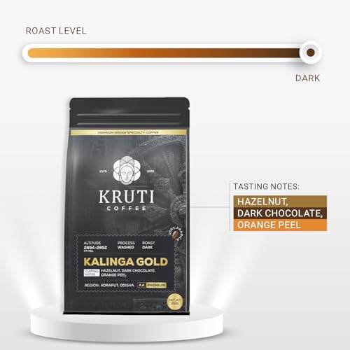 Image of Kruti Coffee-Specialty Coffee Roasters - Moka Pot Grind 250g | Kalinga Gold - Medium Dark Roast | Arabica Beans | Signature Blend From Koraput | Freshly Roasted